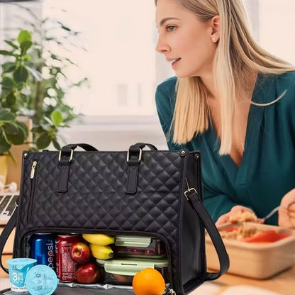 2-in-1 Travel Tote: Laptop & Insulated Lunch Bag. Ideal for Business, Work, Nursing, Office, College, Casual Use