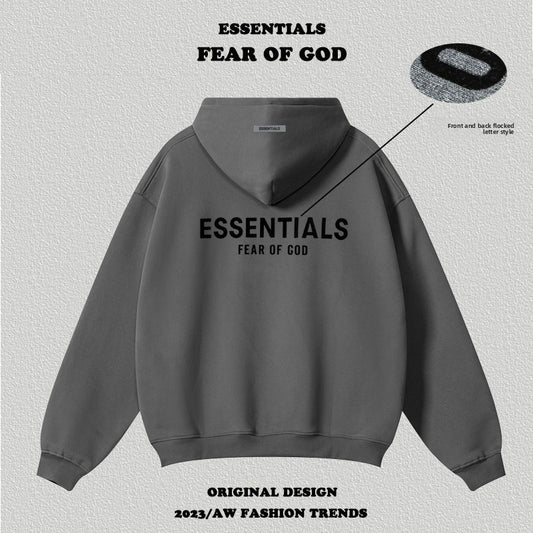 Essentials Letter Flocking Hoodie