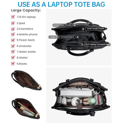 2-in-1 Travel Tote: Laptop & Insulated Lunch Bag. Ideal for Business, Work, Nursing, Office, College, Casual Use