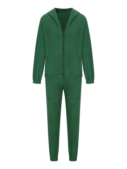 Zip Up Long Sleeve Hoodie and Joggers Set