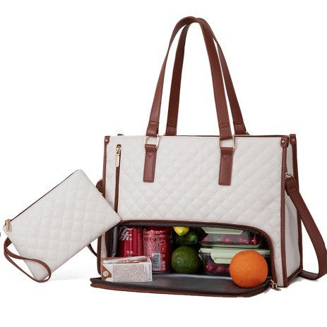 2-in-1 Travel Tote: Laptop & Insulated Lunch Bag. Ideal for Business, Work, Nursing, Office, College, Casual Use