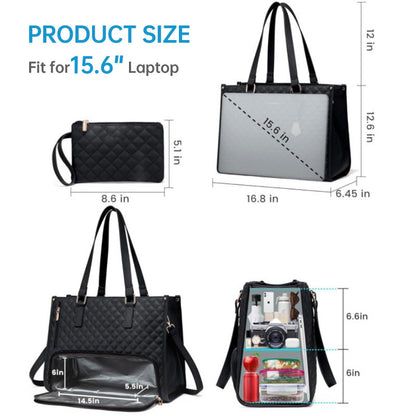 2-in-1 Travel Tote: Laptop & Insulated Lunch Bag. Ideal for Business, Work, Nursing, Office, College, Casual Use
