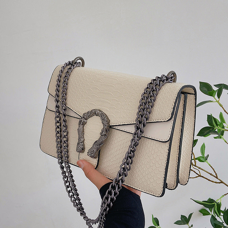 Snake Pattern Bag for Women 2025 New Model European and American Fashion Versatile Chain Shoulder Bag Crossbody Small Square Bag