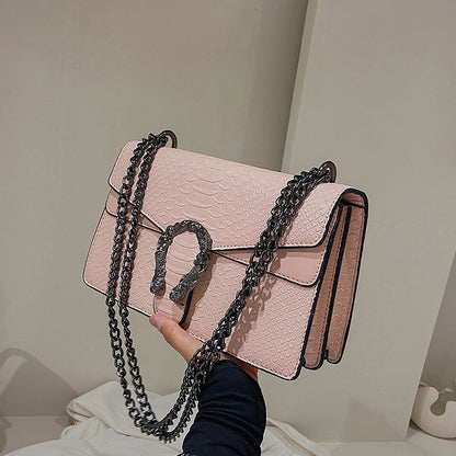 Snake Pattern Bag for Women 2025 New Model European and American Fashion Versatile Chain Shoulder Bag Crossbody Small Square Bag