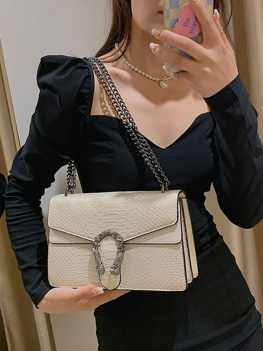 Snake Pattern Bag for Women 2025 New Model European and American Fashion Versatile Chain Shoulder Bag Crossbody Small Square Bag