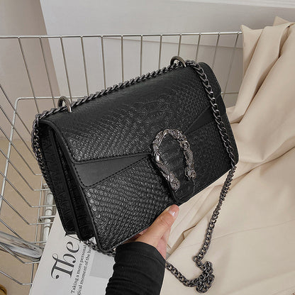 Snake Pattern Bag for Women 2025 New Model European and American Fashion Versatile Chain Shoulder Bag Crossbody Small Square Bag