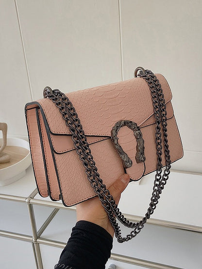 Snake Pattern Bag for Women 2025 New Model European and American Fashion Versatile Chain Shoulder Bag Crossbody Small Square Bag