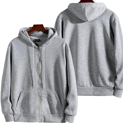Men’s Zipper Hoodie – Casual Loose-Fit Long Sleeve Sweatshirt