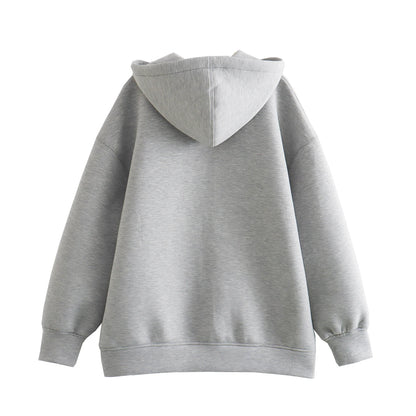 Women’s Oversized Zip-Up Hoodie – Casual Streetwear Cotton Jacket
