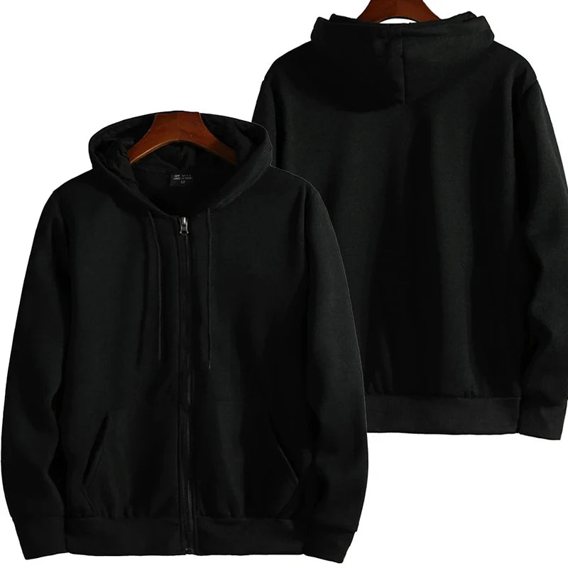 Men’s Zipper Hoodie – Casual Loose-Fit Long Sleeve Sweatshirt