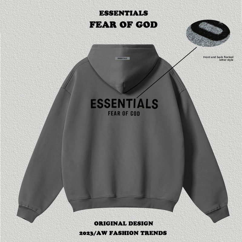Essentials Letter Flocking Hoodie