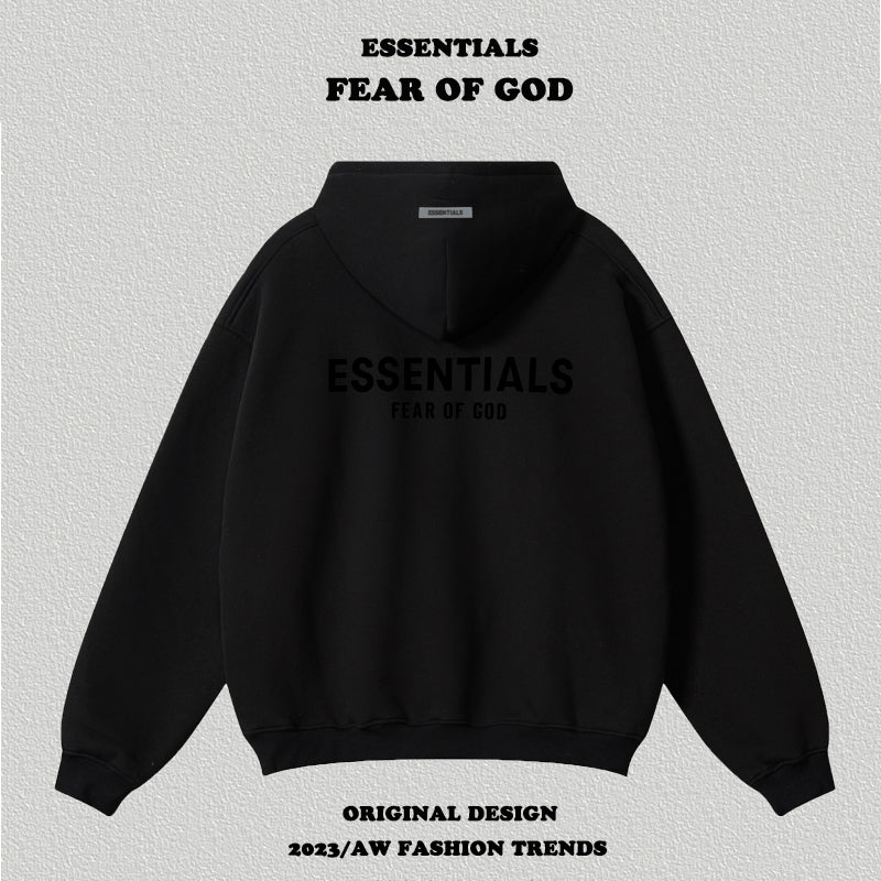 Essentials Letter Flocking Hoodie